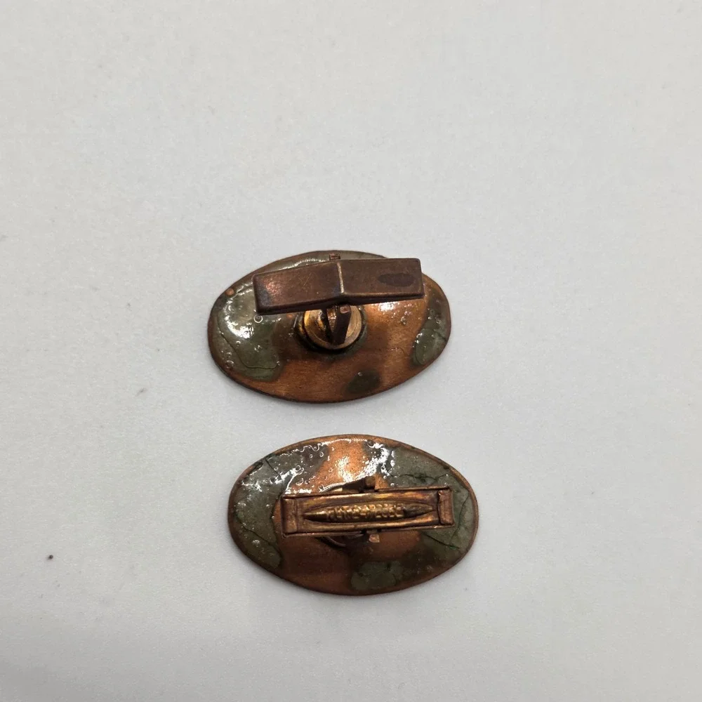 Vintage Copper Red Enamel Oval Cufflinks Mens MCM Mid Century Modern Retro